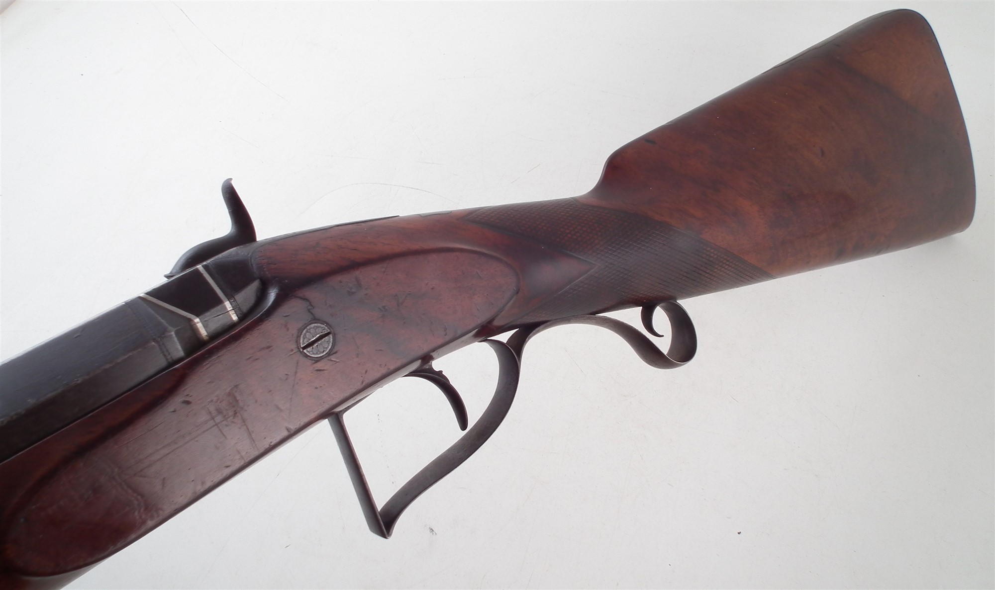 Wallis of Hull 6 bore percussion sporting gun, with Spanish form barrel engraved with Myton Gate - Image 7 of 12