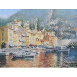 Marc Grimshaw (1957-), Italian lake scene, signed, pastel, 39 x 49.5cm, 15.5 x 19.5in. Artists’