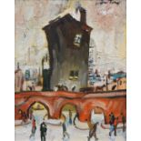 William Turner F.R.S.A., R.Cam.A. (1920-2013), "Stockport Viaduct", signed, titled on verso, oil