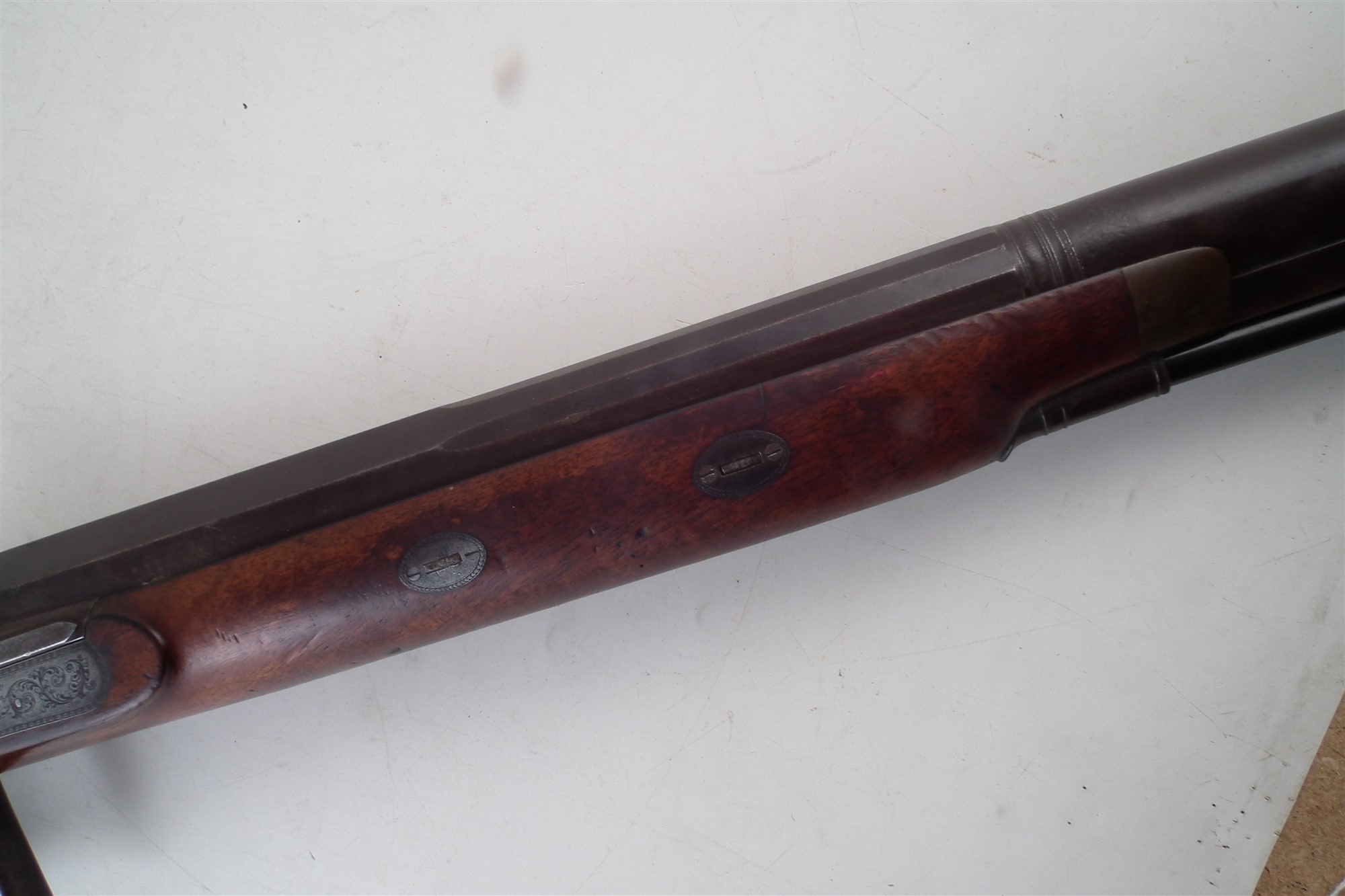 Wallis of Hull 6 bore percussion sporting gun, with Spanish form barrel engraved with Myton Gate - Image 6 of 12