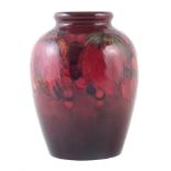 Moorcroft flambe vase , decorated with leaves and berries pattern, impressed William Moorcroft and