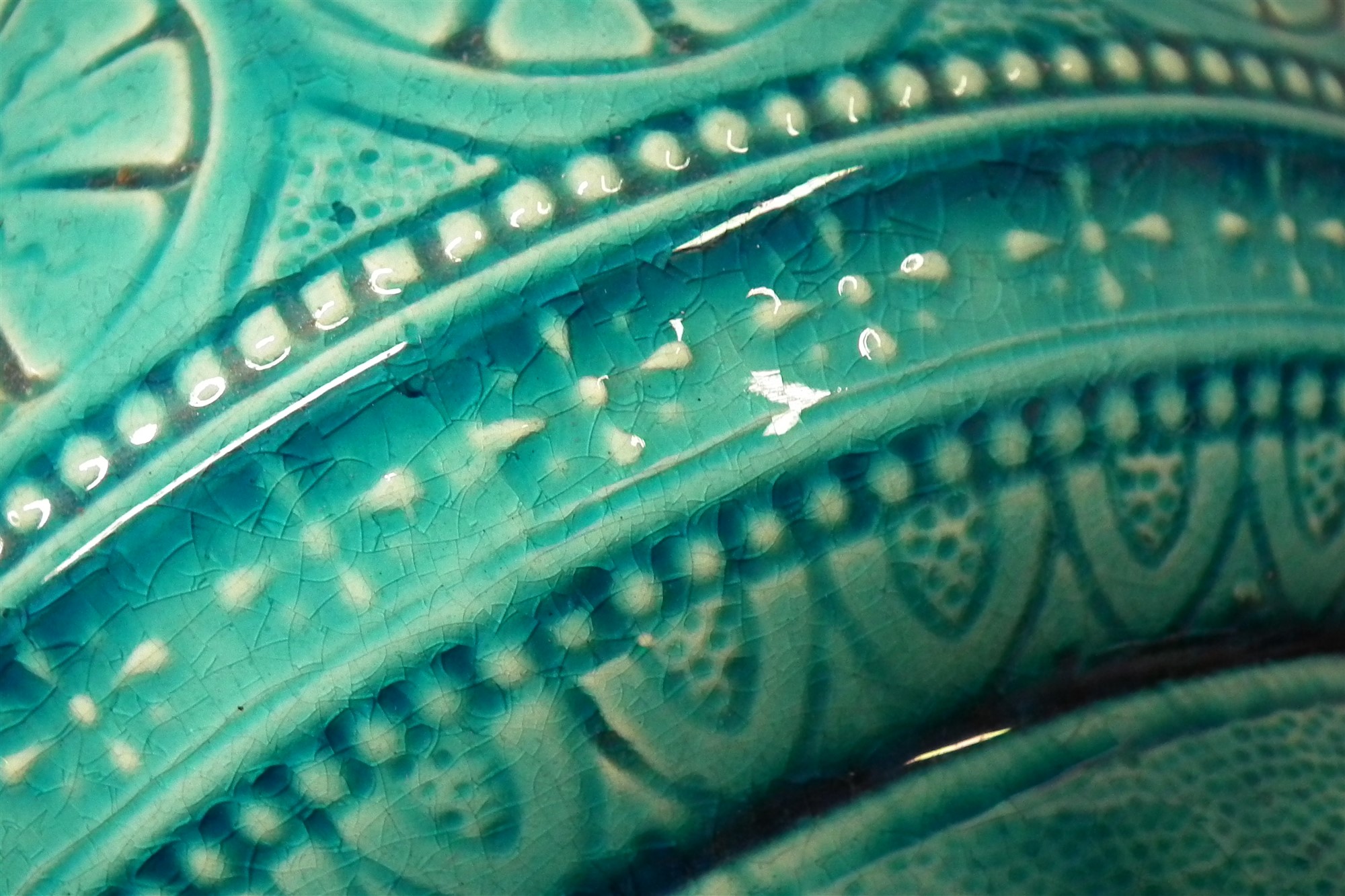 Burmantofts vase circa 1890 , with moulded and pierce body, decorated with overall turquoise - Image 5 of 6