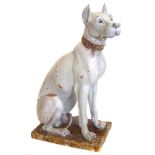 Life size Continental pottery model of a Great Dane , modelled sat on rectangular base, 106.5cm high