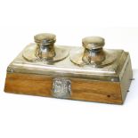 Silver double ink desk stand, dated 1914 Condition reports are not available for the Interiors