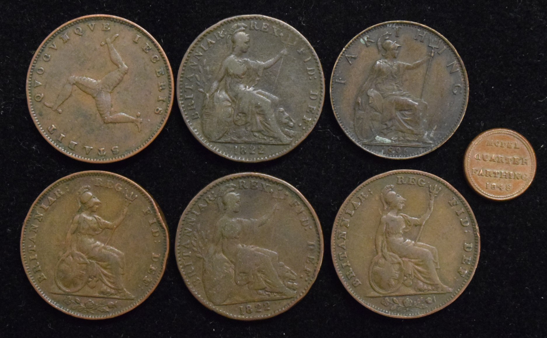 Selection of Queen Victoria and George IV Farthings and an 1848 Model Quarter Farthing (7). - Image 2 of 2