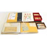 Stamp collection on three albums in boxes and a collection of first day covers many with special