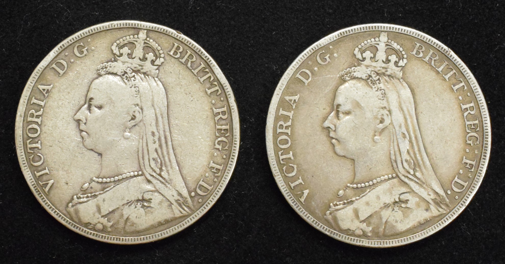 Two Queen Victoria 1889 and 1890 Crowns (2).