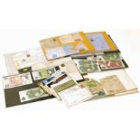 GB postal history with QV 1d black on cover plus a selection of bank notes and a few early postcards