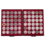 Two trays of Royal Mint, Queen Elizabeth II, Five Pounds proof and circulated coins.