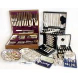 Walker & Hall cutlery canteen and contents, quantity of mixed loose and boxed cutlery, oval fruit