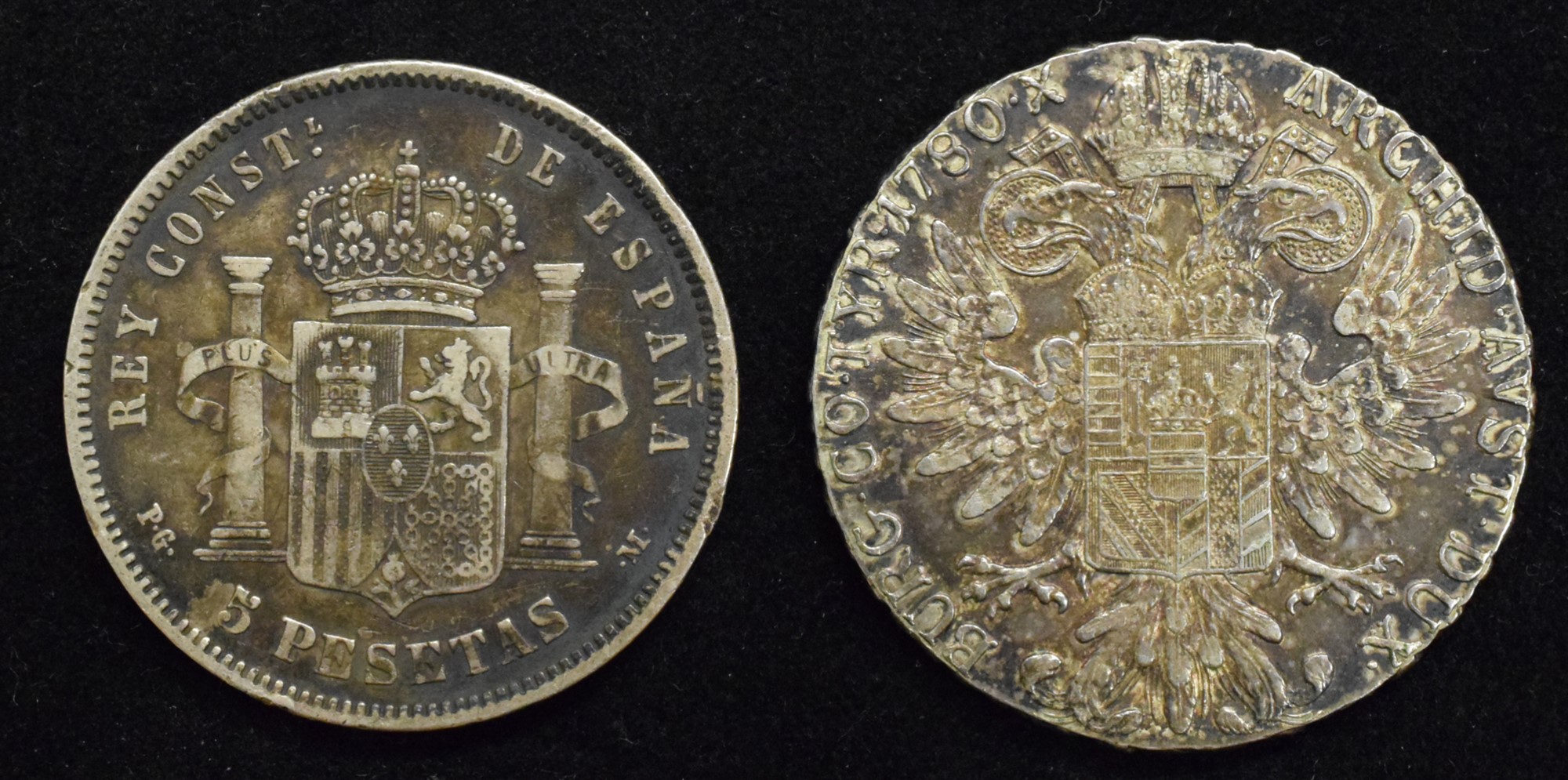 Austrian silver coin and Spanish silver coin (2). - Image 2 of 2