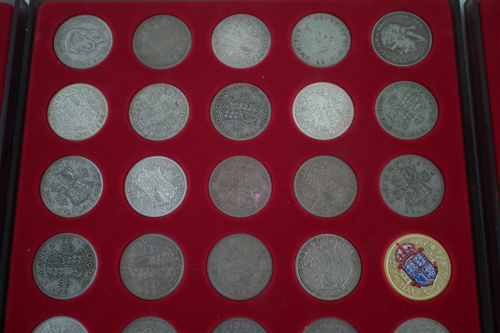 Three trays of coins to include Halfcrowns, Florins, Double Florins and Pennies. - Image 4 of 7