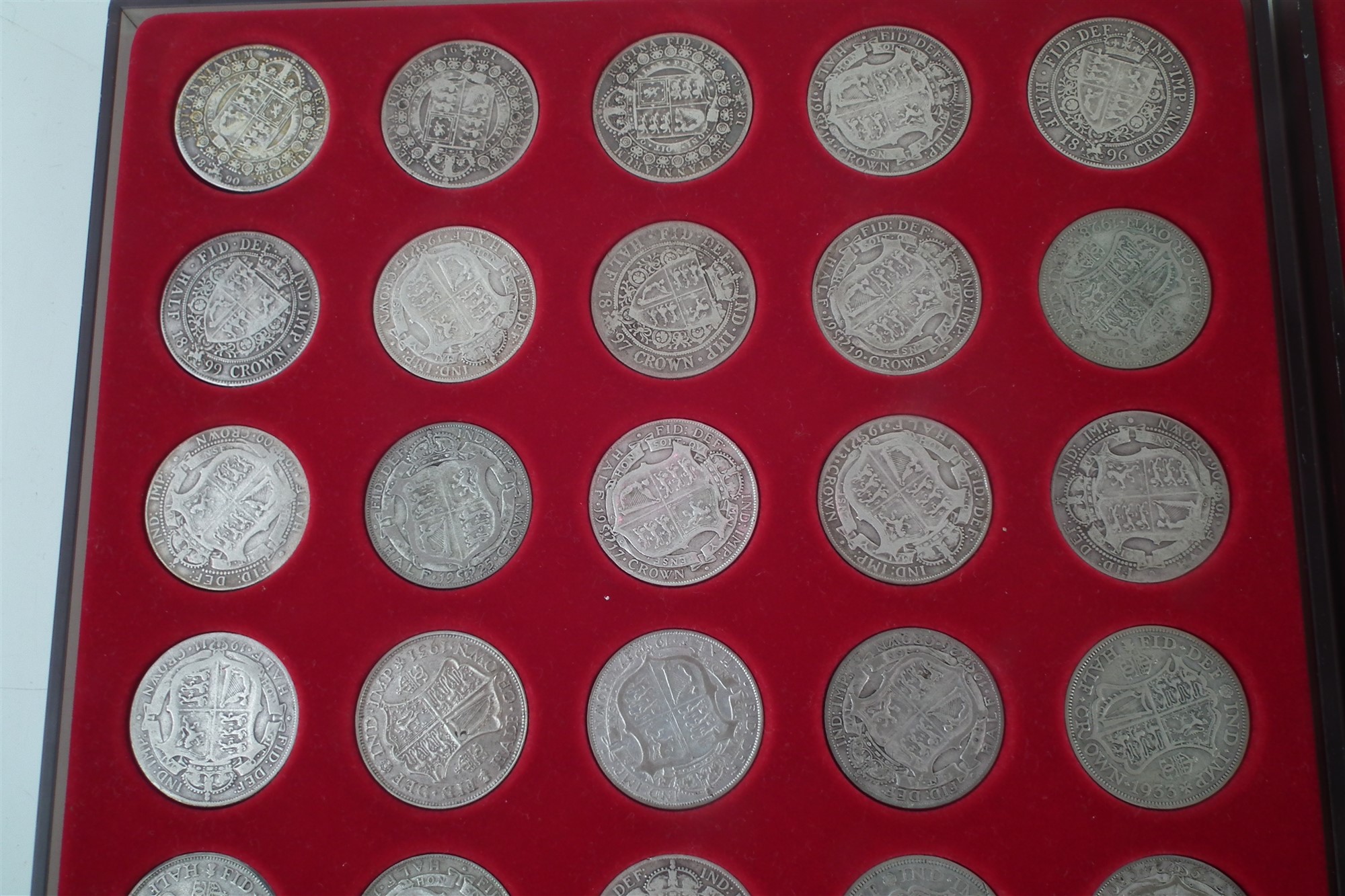 Three trays of coins to include Halfcrowns, Florins, Double Florins and Pennies. - Image 3 of 7