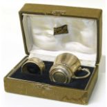 Foreign silver Christening set comprising cup, napkin ring complete in a fitted box Condition