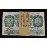 Twenty One Pound Bank of England November 1955 green banknotes.