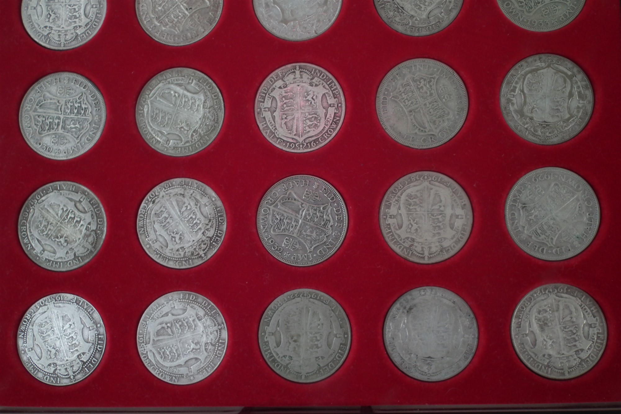 Three trays of coins to include Halfcrowns, Florins, Double Florins and Pennies. - Image 2 of 7