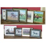 Eight racing prints and one oil Condition reports are not available for the Interiors Sale.