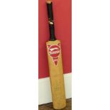 Slazenger V12 cricket bat bearing the signature of John Wright, Kevin Jarvis, Rox Fredericks, Malcom