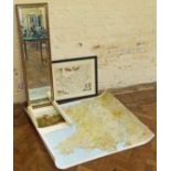 Framed map of Flintshire, O.S. Map of Wales and West Midlands, Davis print 'Mother & Son' and gilt