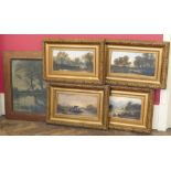 Four Victorian oil paintings in gilt frames signed H. Williams depicting rural scenes and one