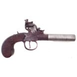 Flintlock boxlock pocket pistol, with later 32 bore turn off barrel, 19.5cm long Section 58(2)