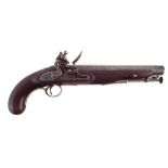 Flintlock .650 bore holster pistol by Jover, with swivel ramrod, brass furniture, 36cm overall