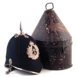 Victorian 5th Volunteer Battalion The Scottish Rifle cloth helmet, with case and silk cover, 27cm