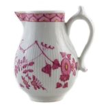 Worcester sparrow beak jug circa 1770 , moulded and painted in a Meissen style, 10.5cm high For