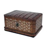 19th century French walnut and bone inlaid box, width 26cm (10"). For condition reports please go to