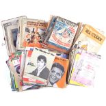 Large collection of popular sheet music from 1920's to 1980's, two boxes.