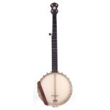 Weaver five string banjo, with bird's eye maple neck, stamped maker name to tension bar, 94cm