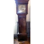 Oak and crossbanded 30 hour long case clock with a square dial by Bishopp, Maidstone Condition