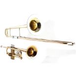 Blessing Scholastic Trombone, together with a Arbiter Trumpet both with cases.
