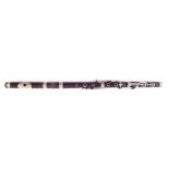 Rosewood flute by J. Wallis London, 67cm overall length, with mahogany fitted case.