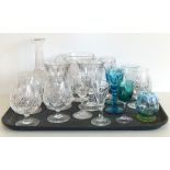 Four Webbs brandy balloons, glass vase and other cut glass Condition reports are not available for