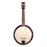 Ukulele banjo circa 1930, with Luxor badge to headstock, 58cm overall length, with hard case.