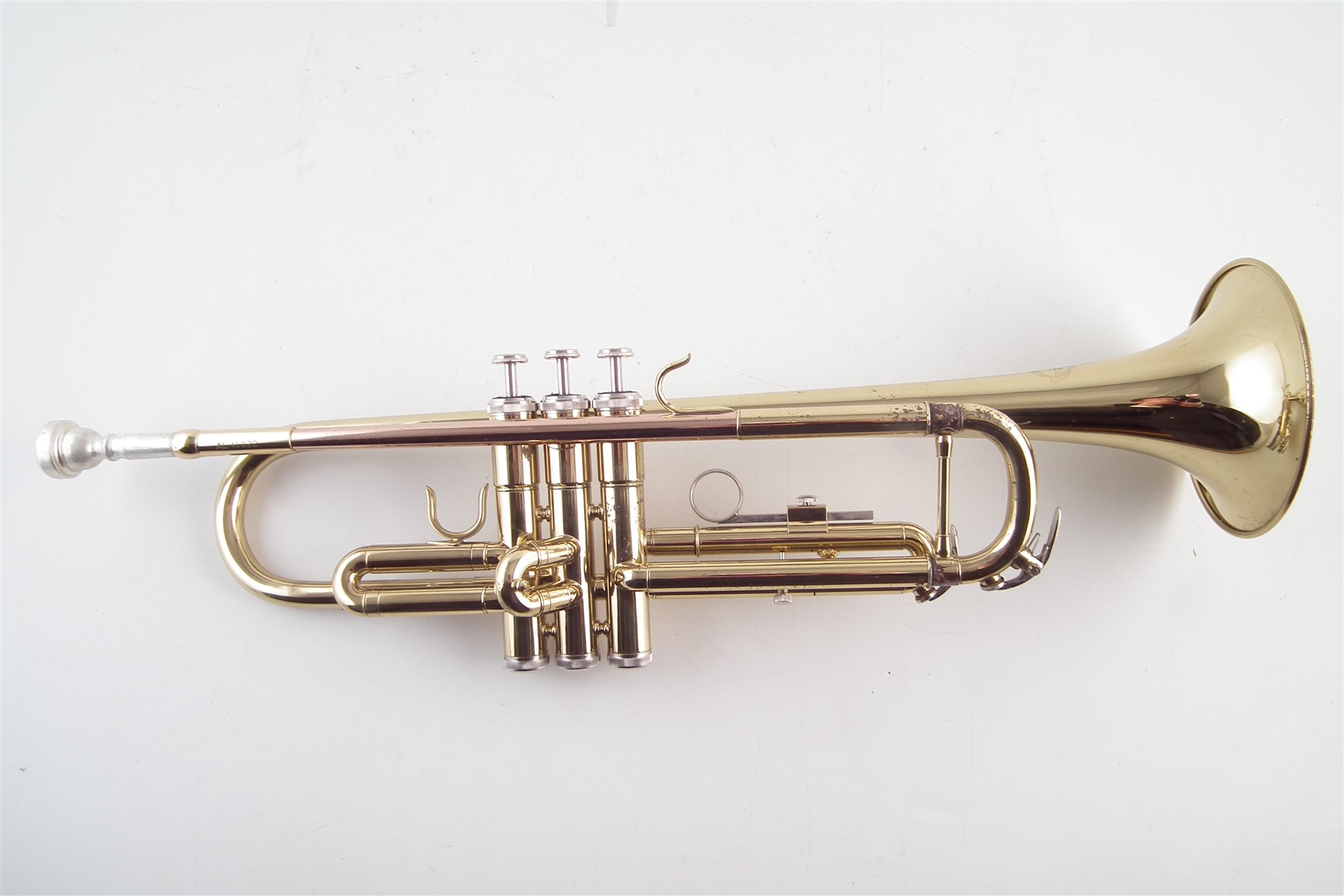 Brass trumpet by Artemis, serial number AL41022, together with padded carry case which measures 56cm - Image 5 of 6