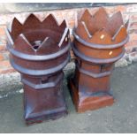 A pair of brown glazed chimney pots Condition reports are not available for our Interiors Sale.