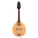 Ozyark mandolin , with pierced Celtic design soundhole, mahogany back and sides, 69cm overall length