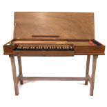 Modern unfretted Clavichord by Alec Hodsdon 1953, at A:425 with walnut case and separate stand,