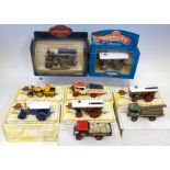 Two Corgi steam engines "Eastnor Steam" and "Garrett Showmans Tractor", and seven Matchbox models of