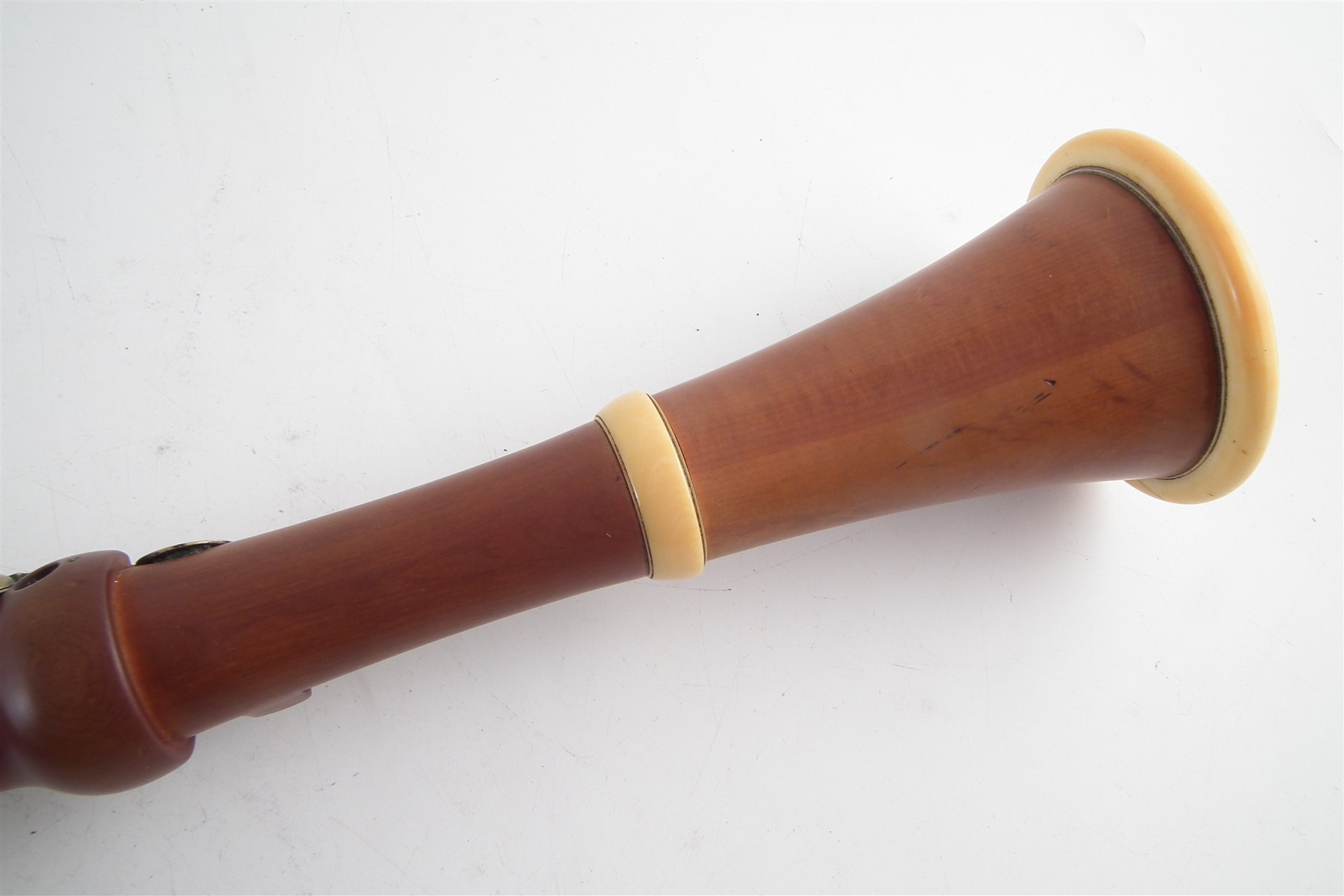 Boxwood and ivory clarinet by Bilton, stamped with 93 Westminster Bridge Road London address, with - Image 6 of 9