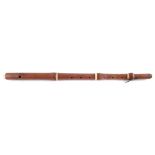 Boxwood and ivory flute by Cahusac , stamped with 41 Hay Market London address, 59.5cm long