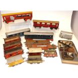 Quantity Bing/Bassett Lowke based 'O' gauge carriages and wagons and Meccano Hornby dittos.