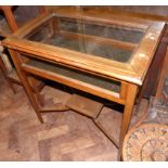 Edwardian mahogany and inlaid bijouterie display table, 66 x 43cm. Condition reports are not