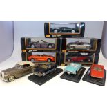 Five Maiston boxed special editions (1/18) Jaguar XJ220, Mercedes Benz 500SL, Porsche Boxter,