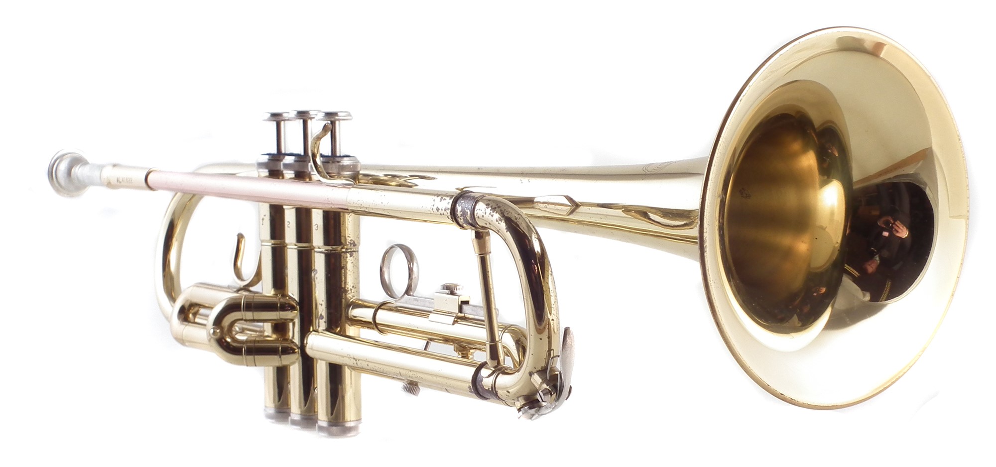 Brass trumpet by Artemis, serial number AL41022, together with padded carry case which measures 56cm