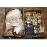 Six silver cased tea-spoons, quantity of boxed plated ware, EPNS cruet and tea set etc. and a