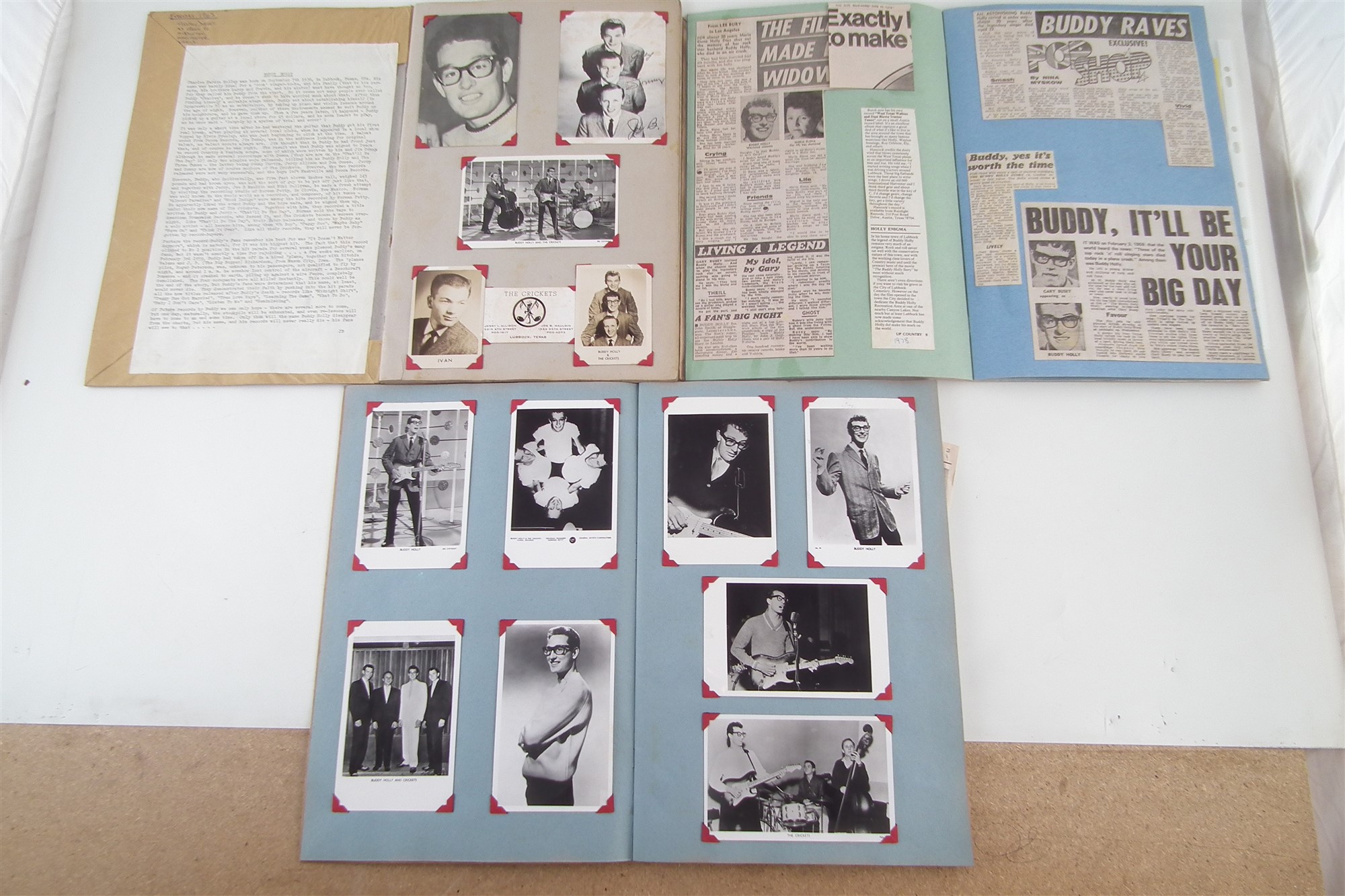 Buddy Holly and Crickets Interest, three scrap books with signatures, including seven signatures - Image 2 of 12