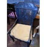 Victorian oak open armchair with panel back Condition reports are not available for our Interiors